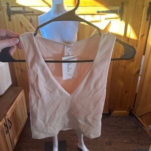 Nikibiki Cream Ribbed Crop Top